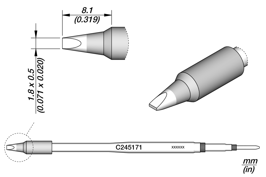 C245171 - Cartridge Chisel 1.8 x 0.5